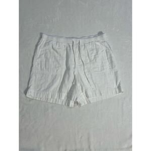 J Jill White Cotton Shorts w Stretch Waist and Drawstring Lg